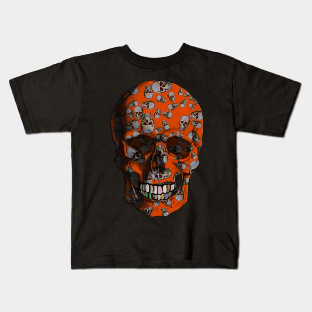 Orange Skull Kids T-Shirt by zuzugraphics